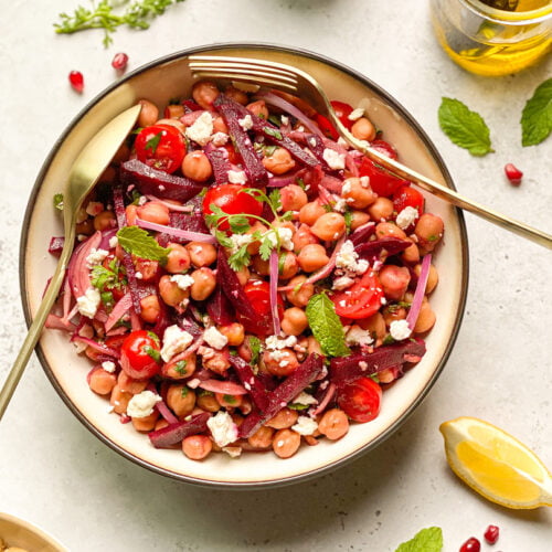 Rainbow Salad Bowl - Mayuri's Jikoni avocado, beetroot, carrot, chickpeas,  cucumber, gluten free, healthy meal, red cabbage, salad, salad bowl, Salad  Dressing, salad green, satvik option, tomato, vegan option, yogurt, za'atar